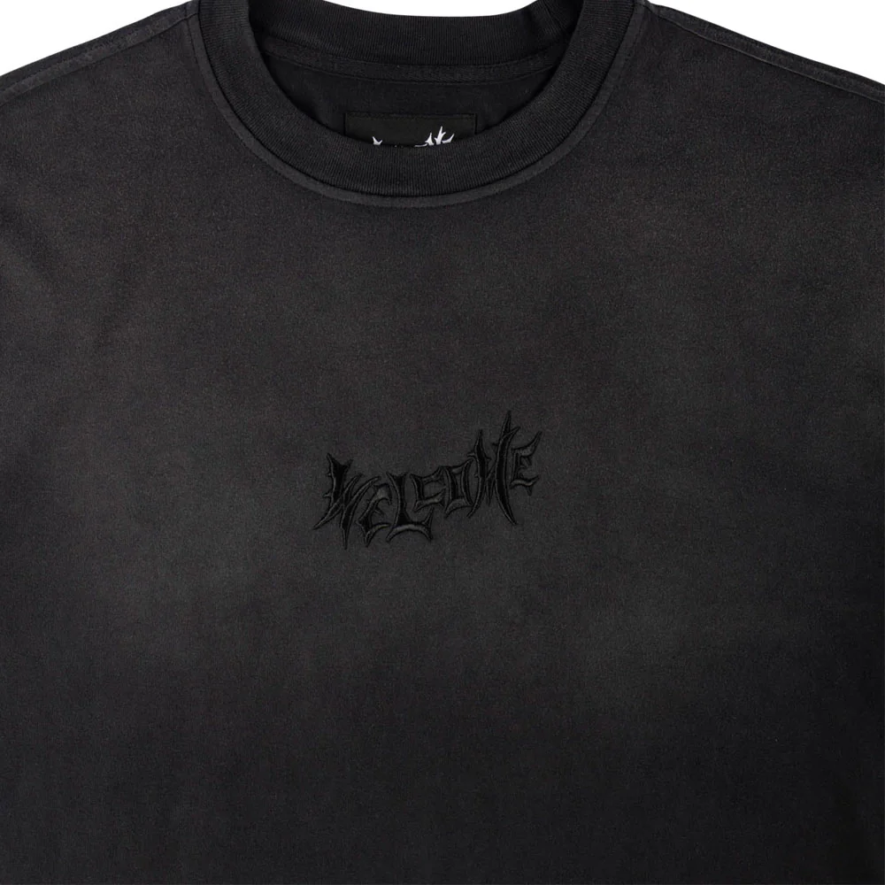 WELCOME SKATEBOARDS - VAMP SS GARMENT DYED ENZYME WASHED KNIT- Black – Image 4