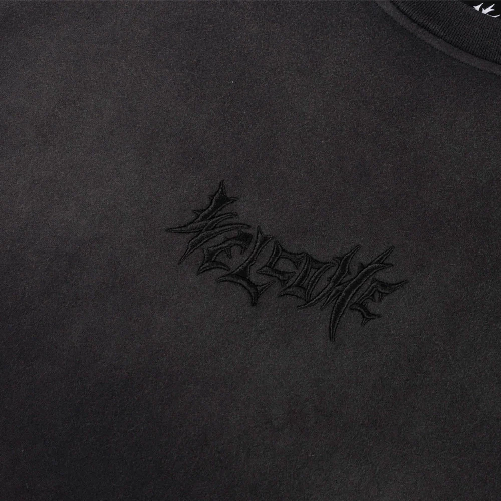 WELCOME SKATEBOARDS - VAMP SS GARMENT DYED ENZYME WASHED KNIT- Black – Image 5