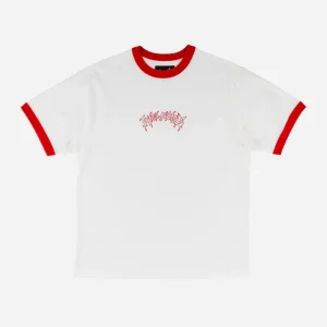 WELCOME SKATEBOARDS - BARB SS RINGER TEE - White Red