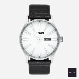 NIXON SENTRY LEATHER - White Silver Black