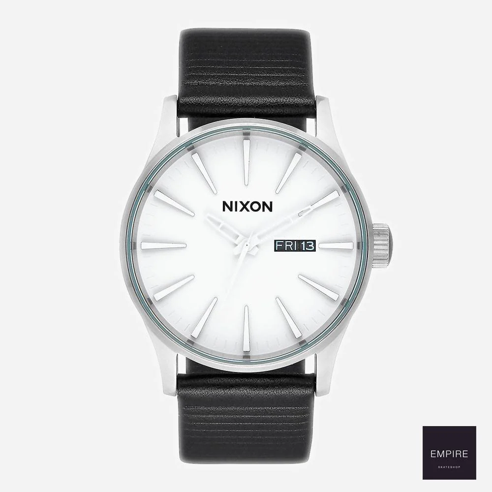 NIXON SENTRY LEATHER - White Silver Black – Image 2