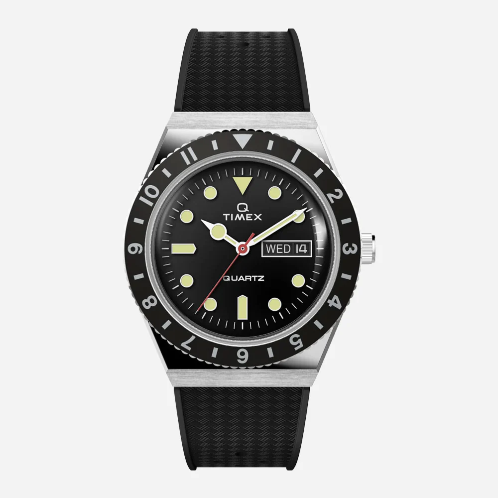 TIMEX - Q TIMEX 38MM SYNTHETIC RUBBER - Stainless Steel Black