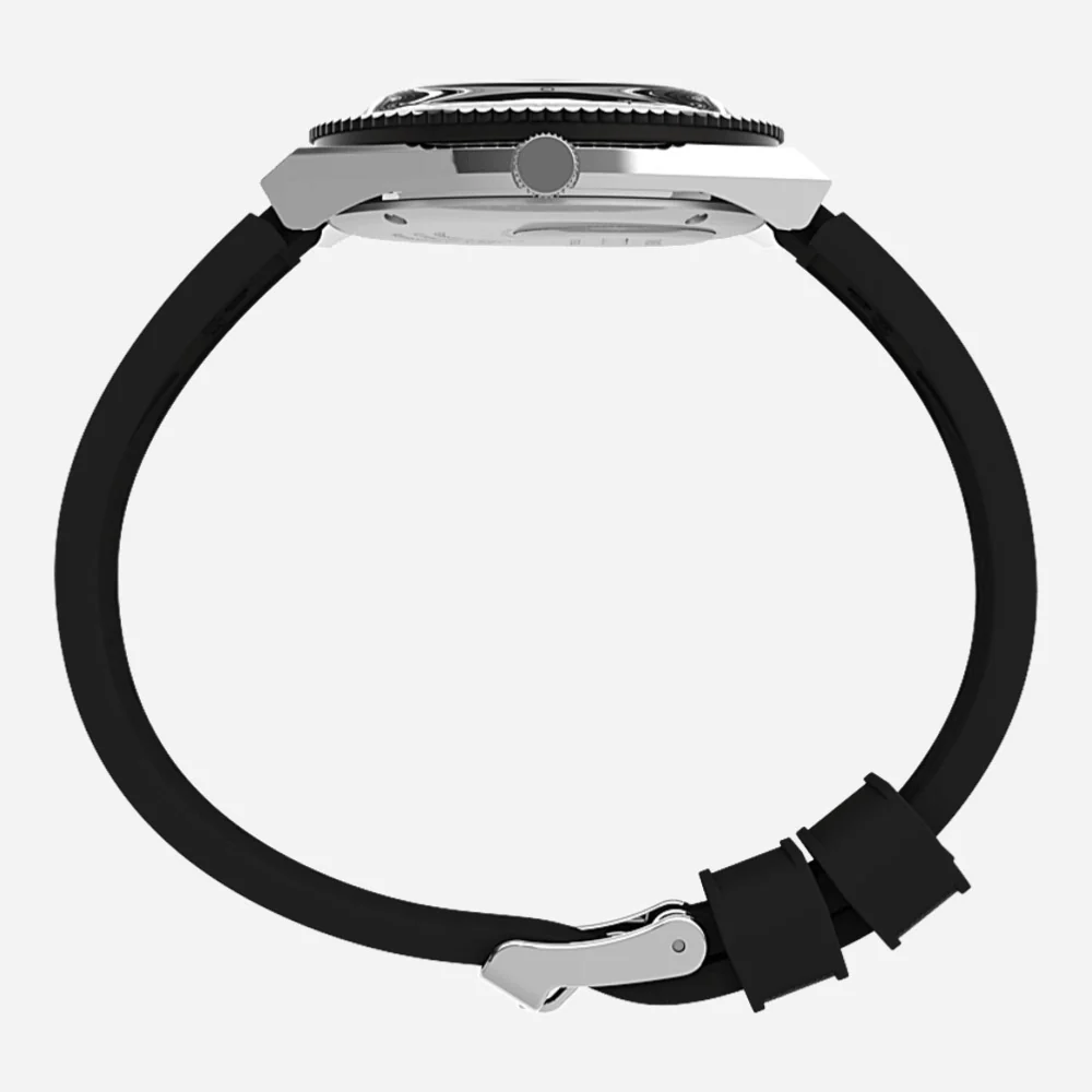 TIMEX - Q TIMEX 38MM SYNTHETIC RUBBER - Stainless Steel Black – Image 3