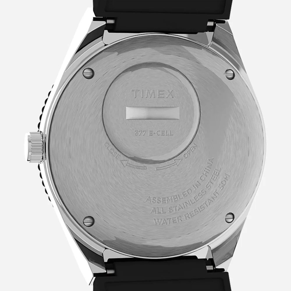 TIMEX - Q TIMEX 38MM SYNTHETIC RUBBER - Stainless Steel Black – Image 5