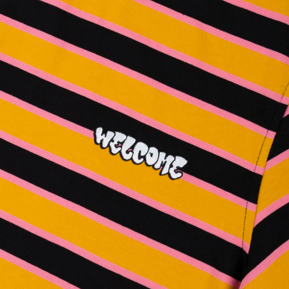 WELCOME SKATEBOARDS - COOPER STRIPED YARN-DYED S-S KNIT - Gold – Image 3